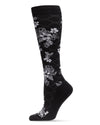 Women's Floral Link Nylon 15-20mmHg Graduated Compression Socks : Color: Black