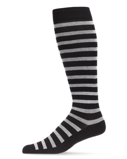 Men’s Cabana Stripe Bamboo Blend 8-15mmHg Graduated Compression Socks : Color: Black