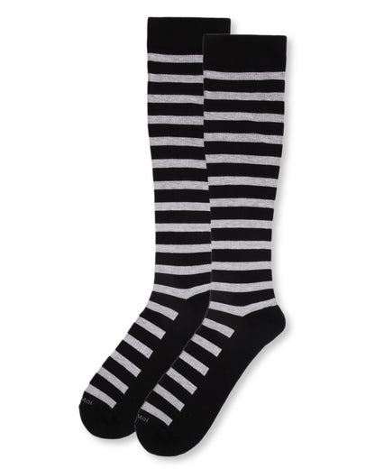 Men’s Cabana Stripe Bamboo Blend 8-15mmHg Graduated Compression Socks : Color: Black