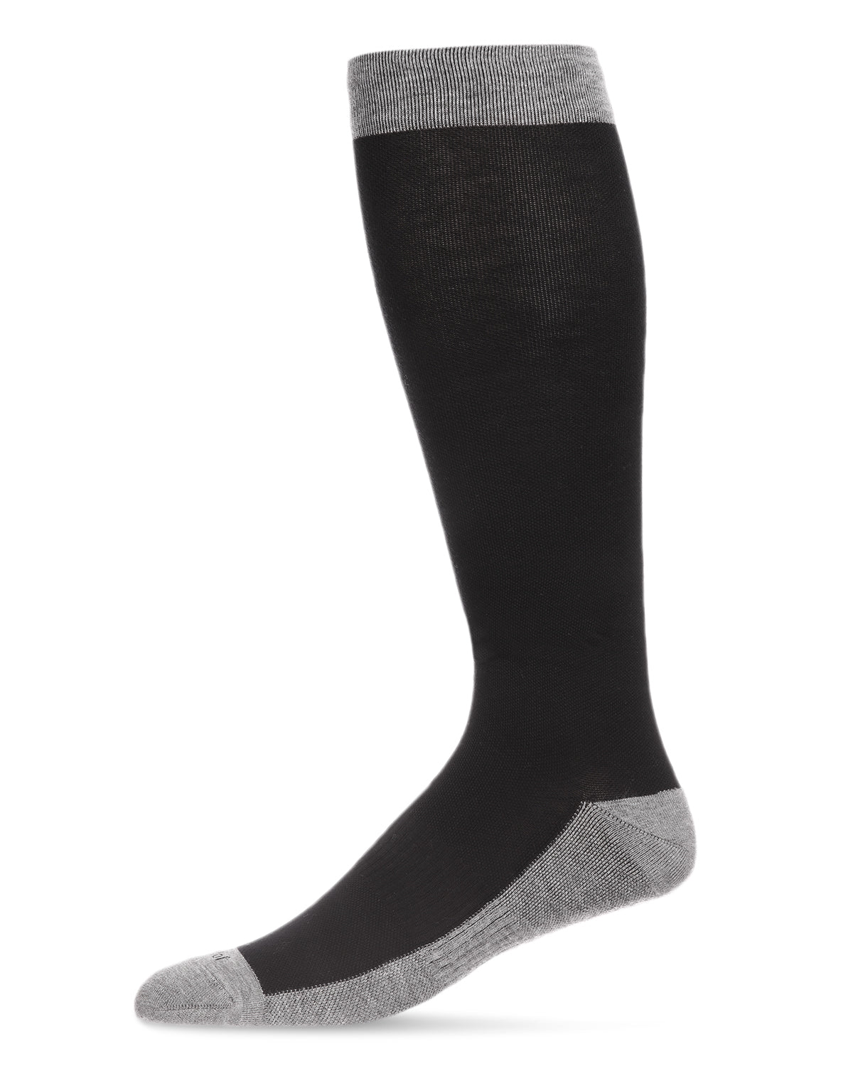Men's Two-Tone Contrast Bamboo Blend 8-15mmHg Graduated Compression Socks : Color: Black