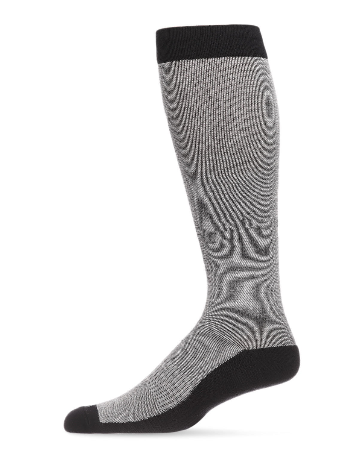 Men's Two-Tone Contrast Bamboo Blend 8-15mmHg Graduated Compression Socks : Color: Med Gray Heather