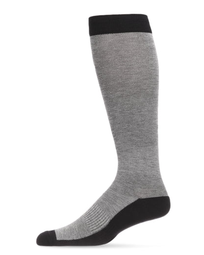 Men's Two-Tone Contrast Bamboo Blend 8-15mmHg Graduated Compression Socks : Color: Med Gray Heather