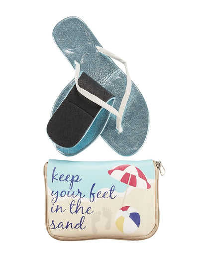 Keep Your Feet in the Sand Foldable Flats Pouch Set : Color: Blue