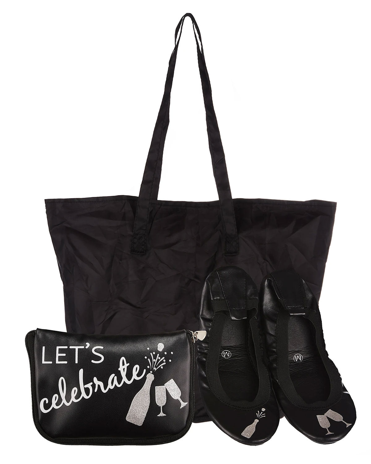 Let's Celebrate Foldable Flats Pouch Set : Color: Black