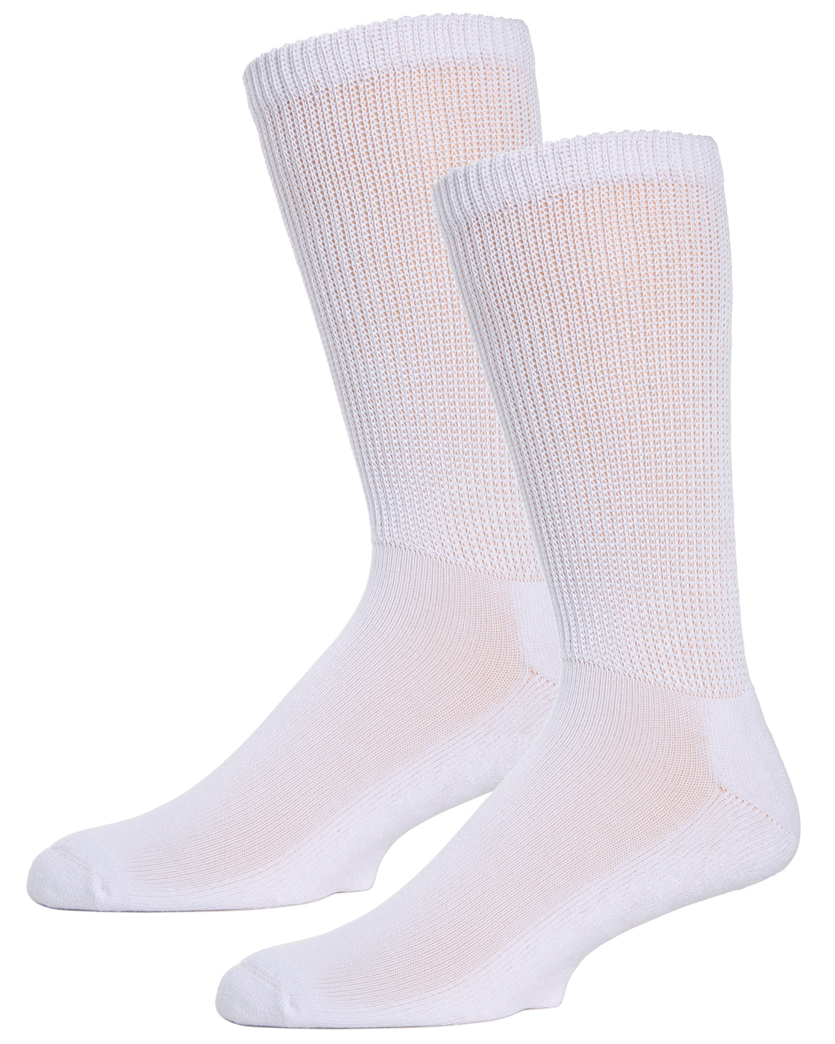 Diabetic Comfort Non-Skid Crew Socks : Color: White