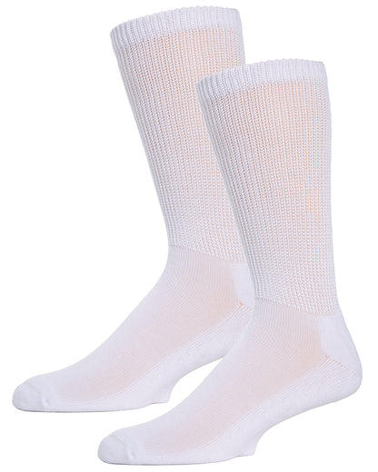 Diabetic Comfort Non-Skid Crew Socks : Color: White