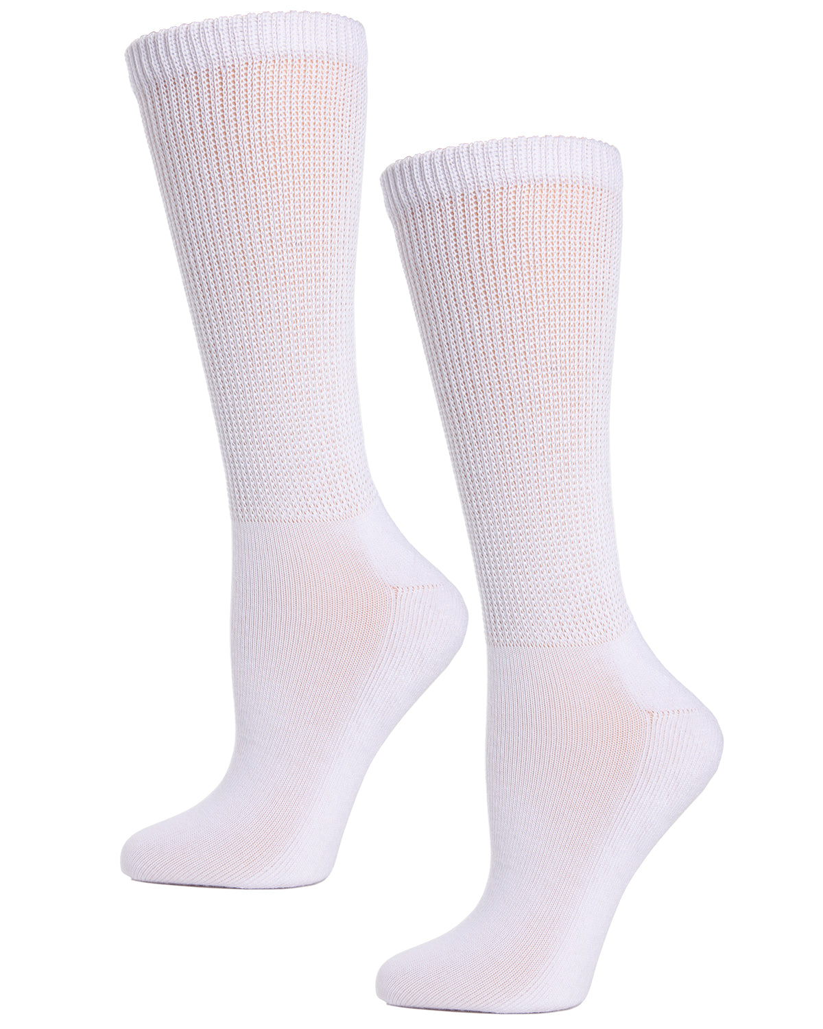 Diabetic Comfort Non-Skid Crew Socks : Color: White