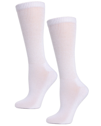 Diabetic Comfort Non-Skid Crew Socks : Color: White