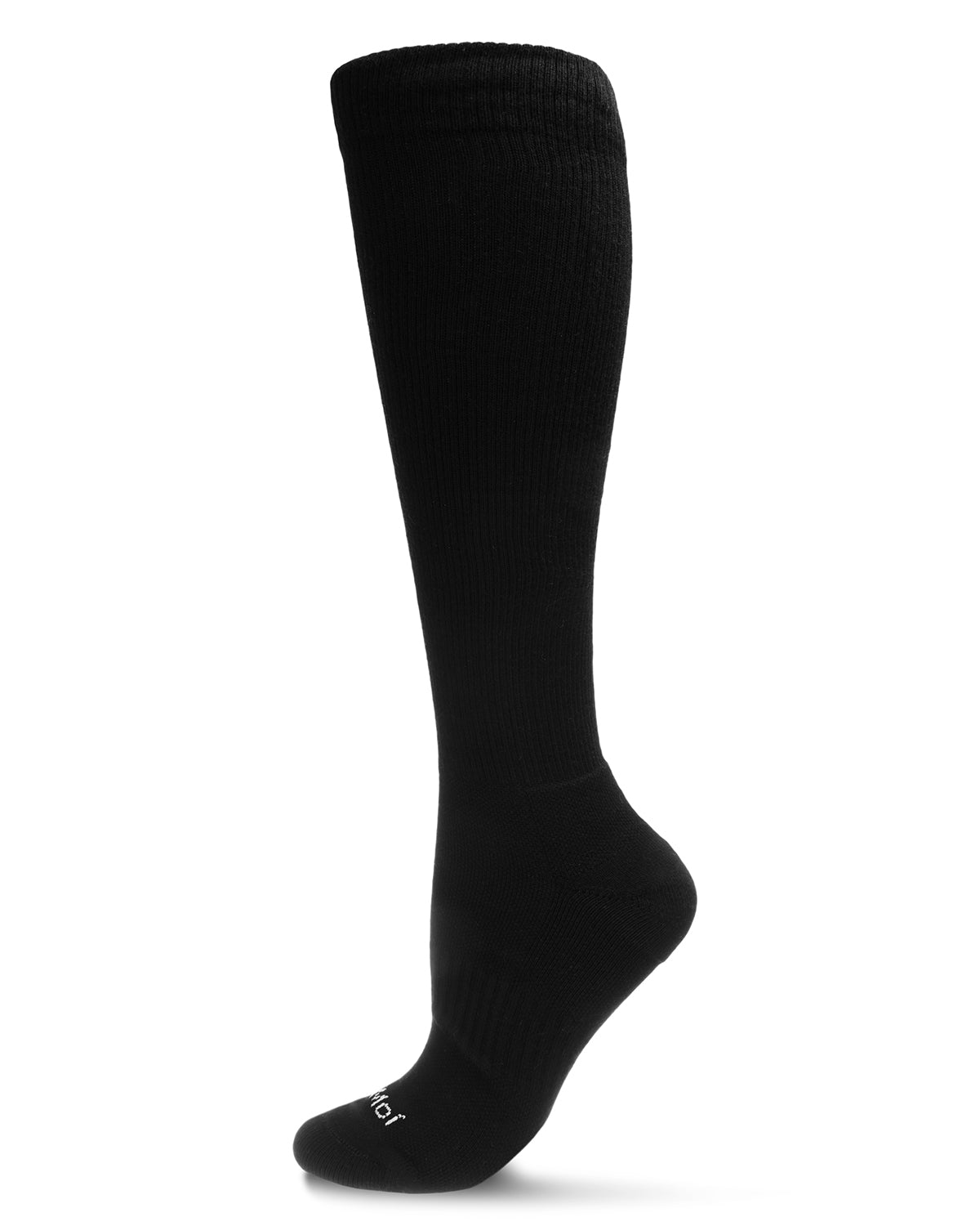 Unisex Classic Athletic Cushion Sole Knee High Cotton Blend 15-20mmHg Graduated Compression Socks : Color: Black