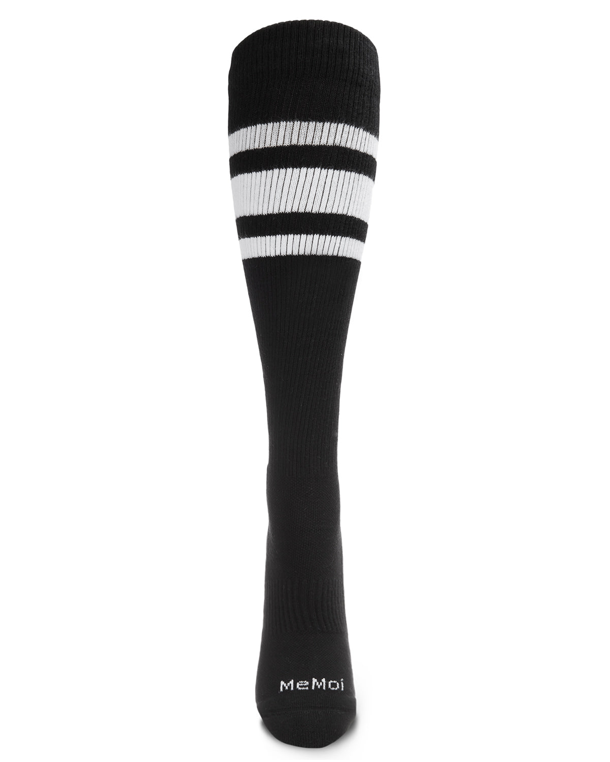 Unisex Striped Athletic Cushion Sole Knee High Cotton Blend 15-20mmHg Graduated Compression Socks : Color: Black