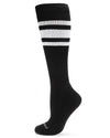 Unisex Striped Athletic Cushion Sole Knee High Cotton Blend 15-20mmHg Graduated Compression Socks : Color: Black