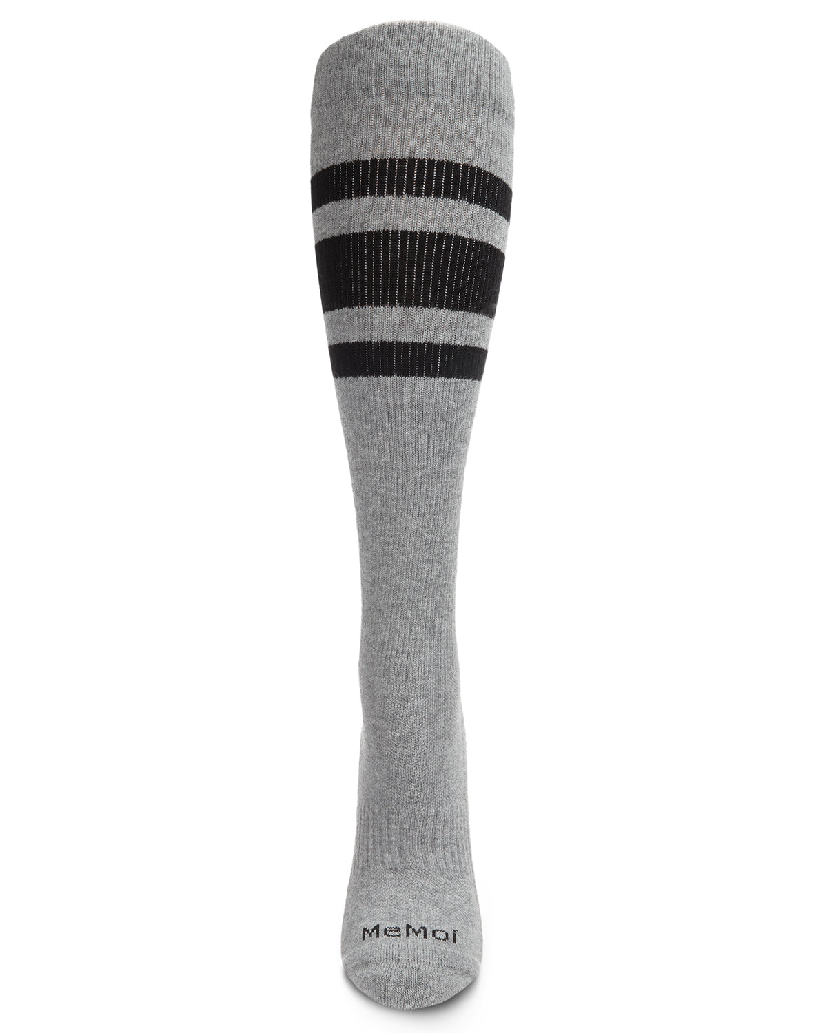 Unisex Striped Athletic Cushion Sole Knee High Cotton Blend 15-20mmHg Graduated Compression Socks : Color: Medium Gray Heather