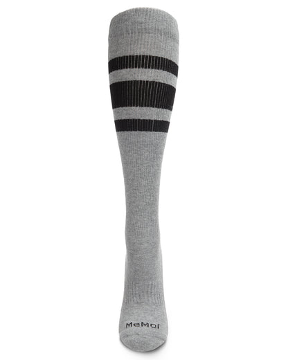 Unisex Striped Athletic Cushion Sole Knee High Cotton Blend 15-20mmHg Graduated Compression Socks : Color: Medium Gray Heather