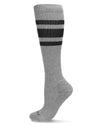 Unisex Striped Athletic Cushion Sole Knee High Cotton Blend 15-20mmHg Graduated Compression Socks : Color: Medium Gray Heather