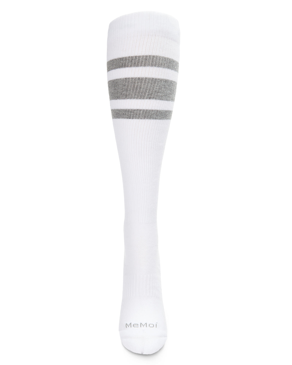 Unisex Striped Athletic Cushion Sole Knee High Cotton Blend 15-20mmHg Graduated Compression Socks : Color: White