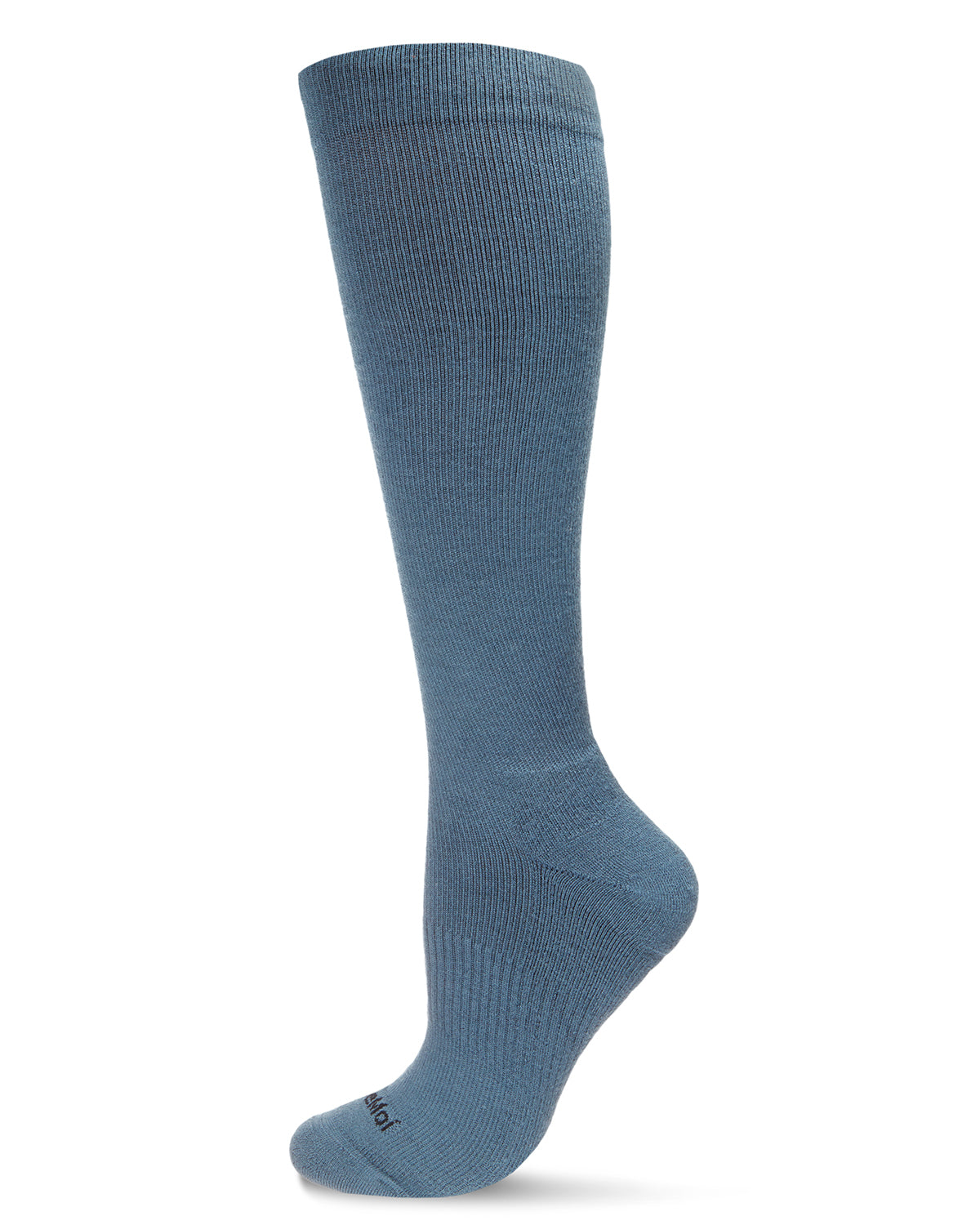 Unisex Solid Merino Cushion Sole Knee High Wool Blend 15-20mmHg Graduated Compression Socks : Color: Blue Denim