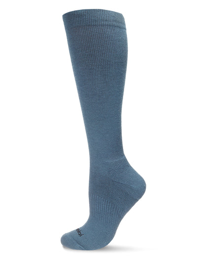 Unisex Solid Merino Cushion Sole Knee High Wool Blend 15-20mmHg Graduated Compression Socks : Color: Blue Denim