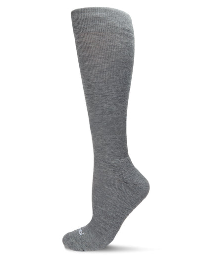 Unisex Solid Merino Cushion Sole Knee High Wool Blend 15-20mmHg Graduated Compression Socks : Color: Medium Gray Heather