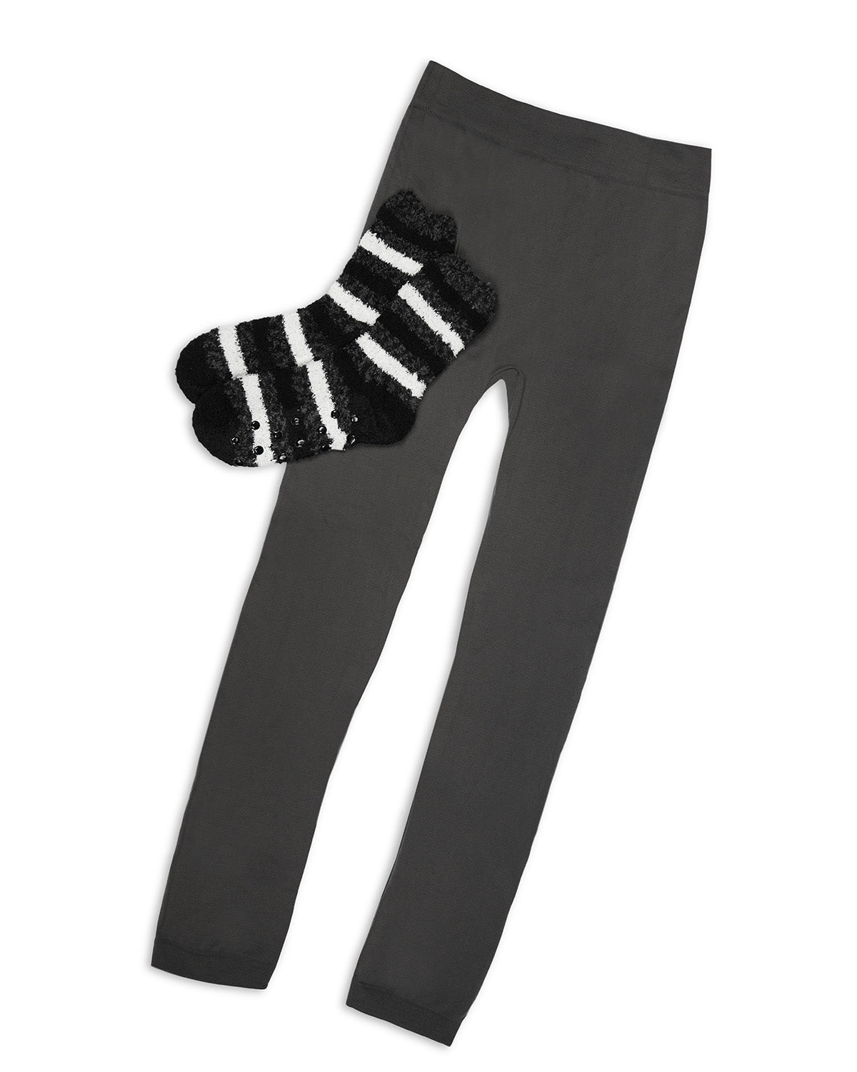 Women's Charcoal Stripe Cozy Sock And Legging Set : Color: Charcoal Stripe