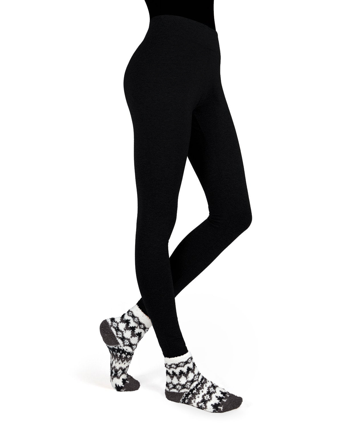 Black & White Diamond Cozy Sock & Legging Set : Color: Gray-Black