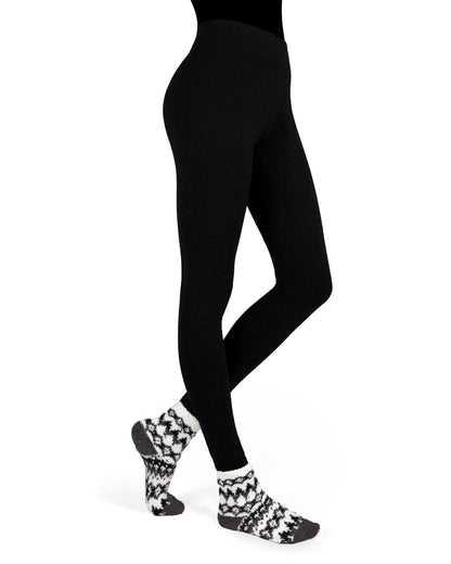 Black & White Diamond Cozy Sock & Legging Set : Color: Gray-Black