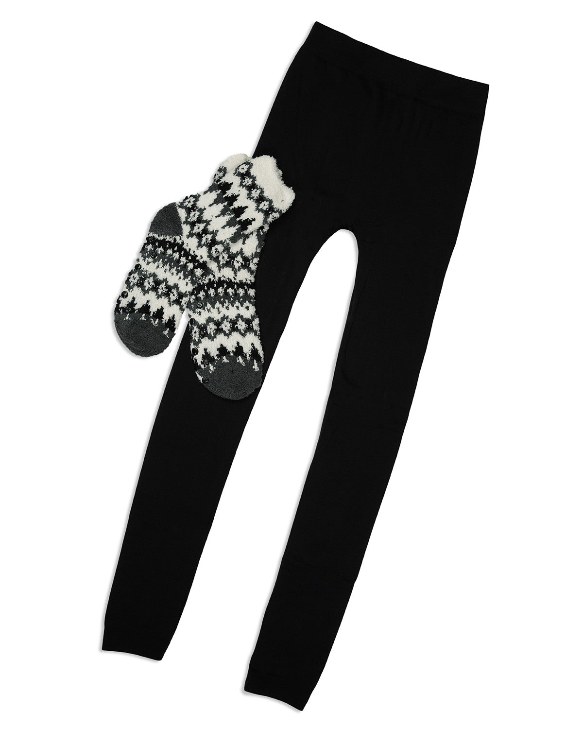 Black & White Diamond Cozy Sock & Legging Set : Color: Gray-Black