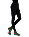 Santa Hat Cozy Non-Skid Sock & Legging Set : Color: Green-Black