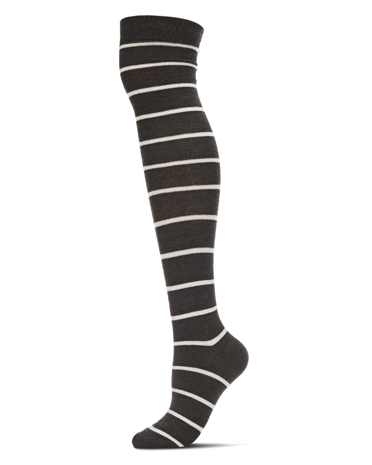 Simple Stripe Cashmere Blend Over The Knee Warm Socks : Color: Dark Gray Heather