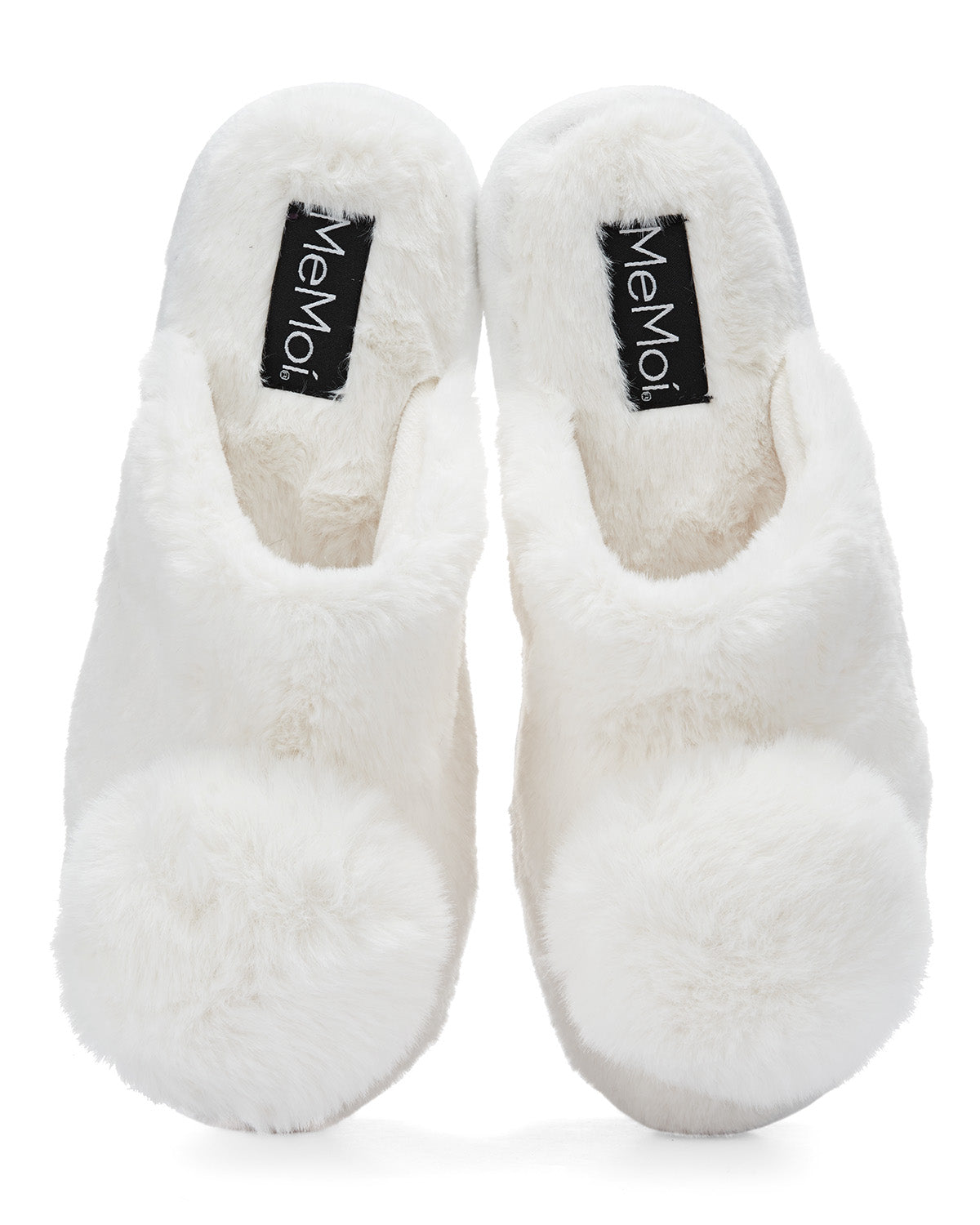 The Gloria Plush Pom-Pom Slippers : Color: Ivory