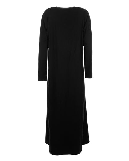 Women's Modest Long Placket Ankle-Length Cotton Blend Gown : Color: Black